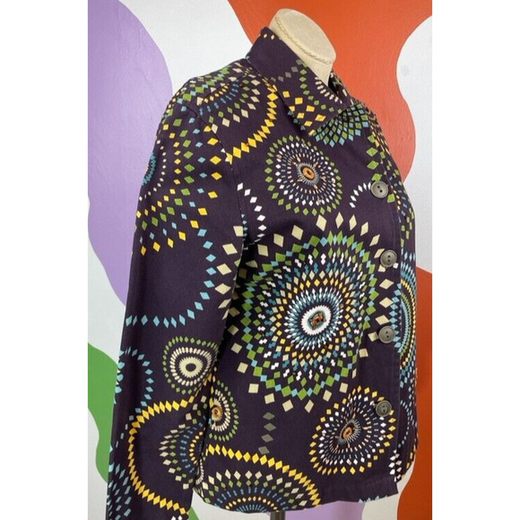 Bamboo Traders Jacket Womens Small Purple Button Artsy Boho Chic Ornate Pattern - Picture 3 of 8